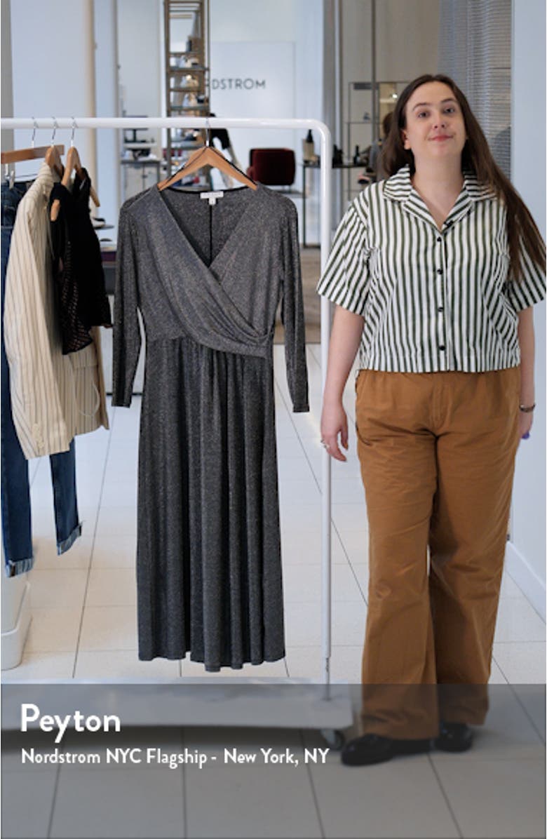 Three-Quarter Sleeve Faux Wrap Midi Dress, sales video thumbnail