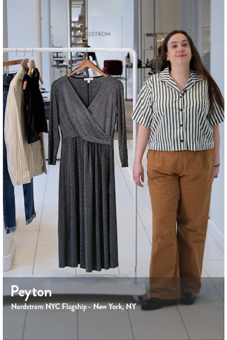 Three-Quarter Sleeve Faux Wrap Midi Dress video