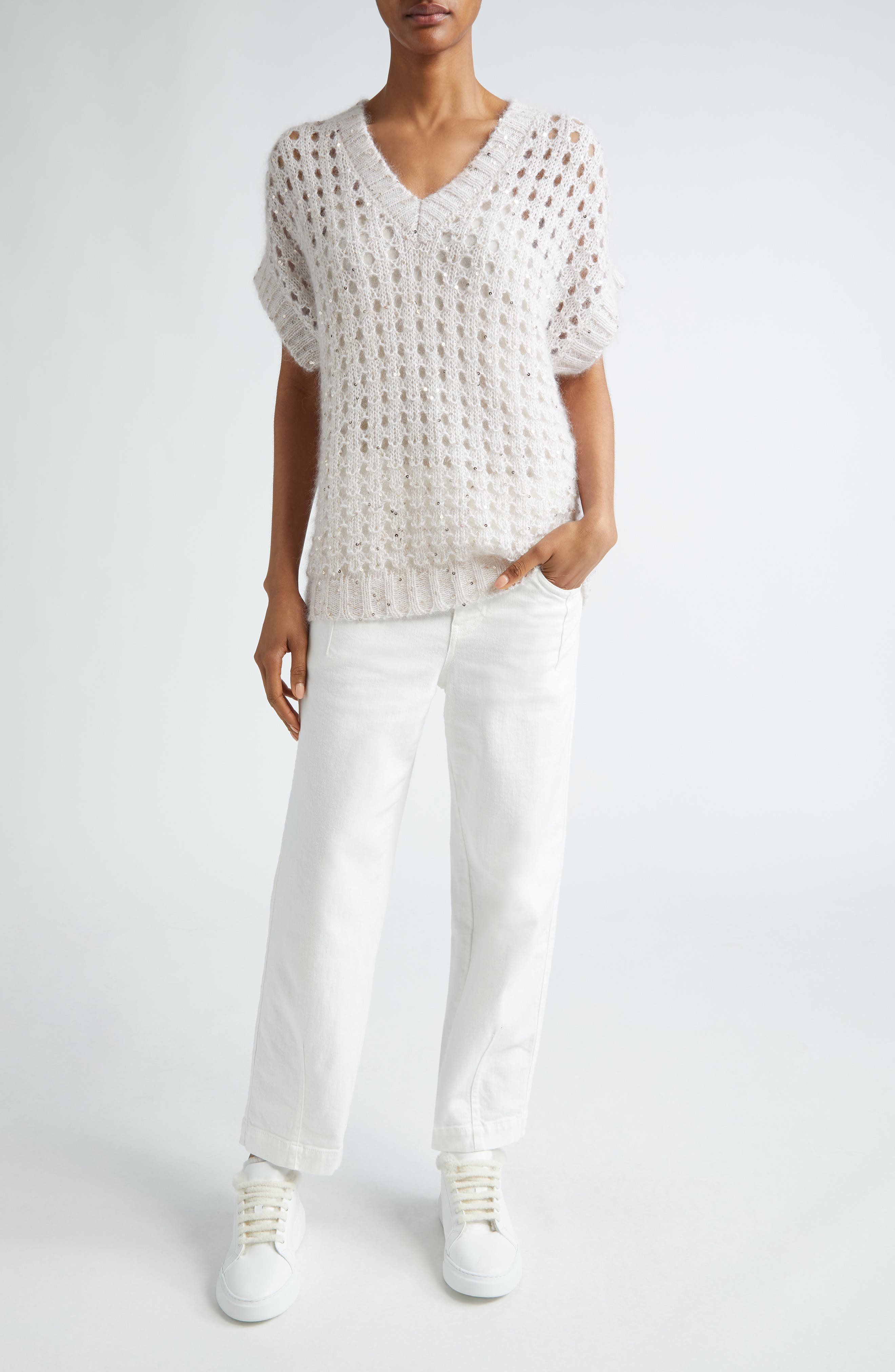 Sparkle Openwork Sweater - image 2
