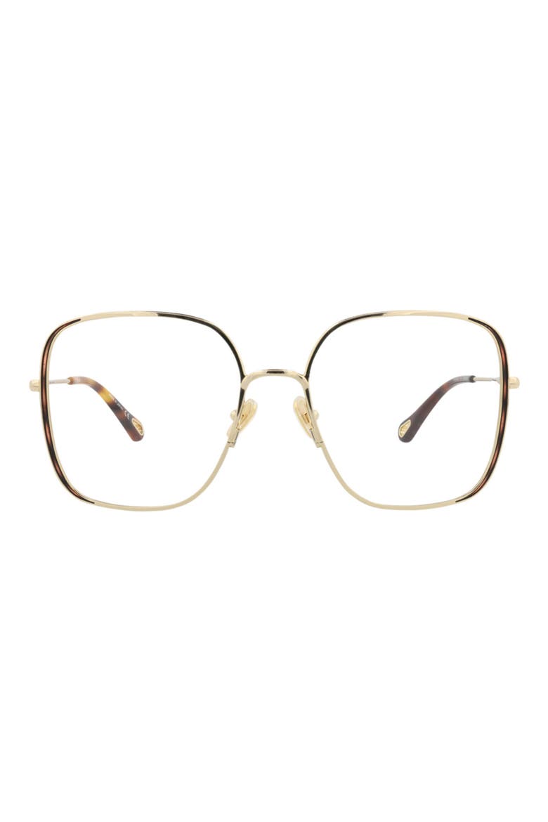 55mm Square Optical Glasses, Main, color, LIGHT GOLD TRANSPARENT