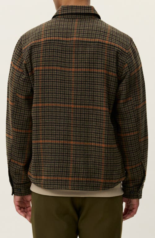 Les Deux Kody Houndstooth Wool Blend Overshirt In Green