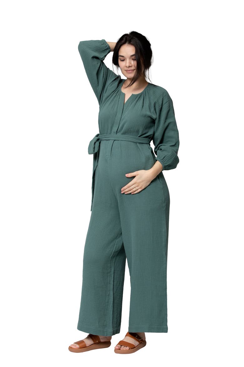 Alma Maternity/Nursing Jumpsuit, Alternate, color, EUCALYPTUS