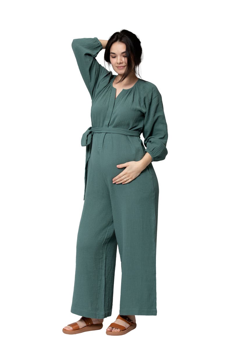 Nom Maternity Alma Maternity/Nursing Jumpsuit, Alternate, color, Eucalyptus
