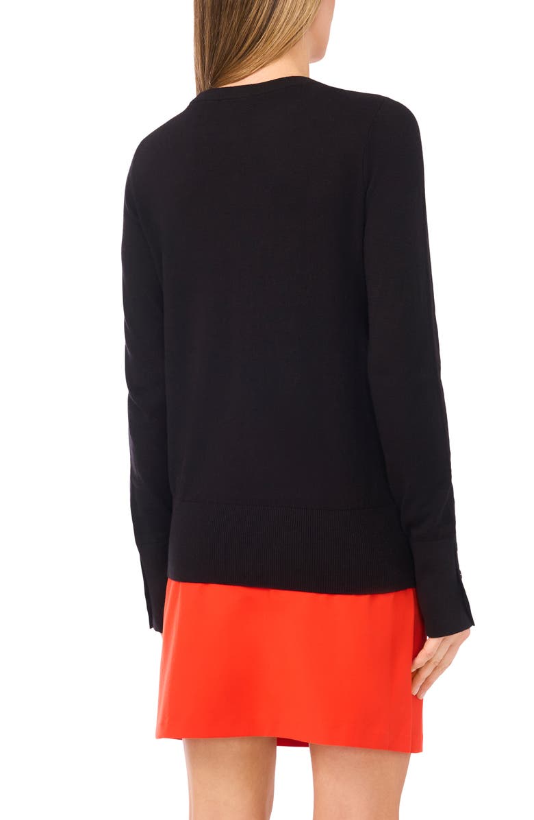 Halogen<sup>®</sup> Button Cuff Crewneck Sweater, Alternate, color, Rich Black
