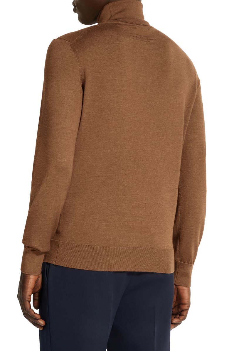 ZEGNA Cashseta Light Cashmere & Silk Turtleneck Sweater, Alternate, color, Dark Foliage