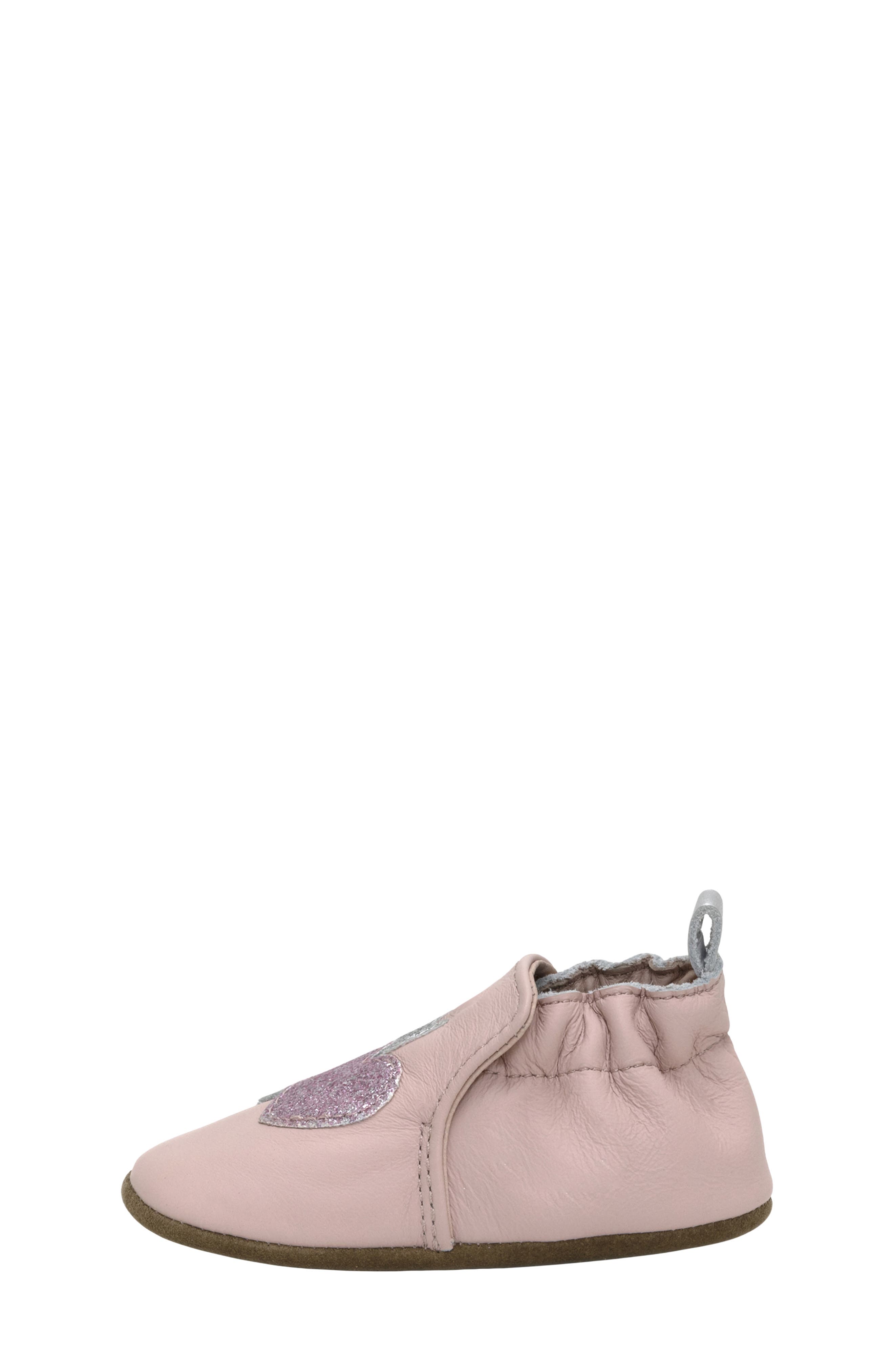 Robeez<sup>®</sup> Heart Sparkle Crib Shoe, Alternate, color, Pastel Pink