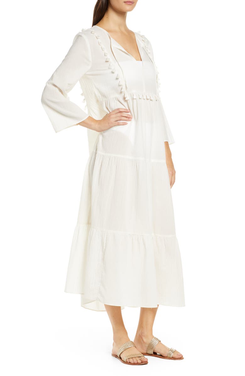 Madewell Tiered Cover-Up Caftan Dress, Alternate, color, 