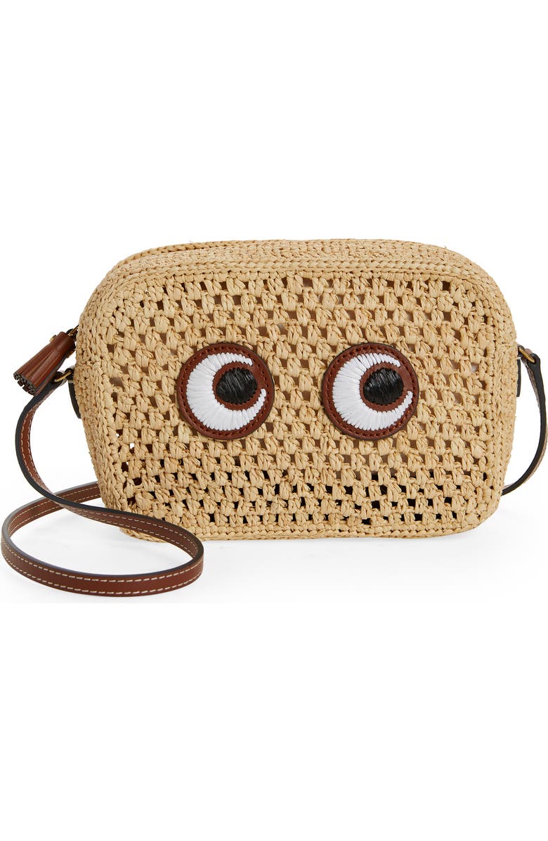 Anya Hindmarch Eyes Raffia Crossbody Bag, Main, color,