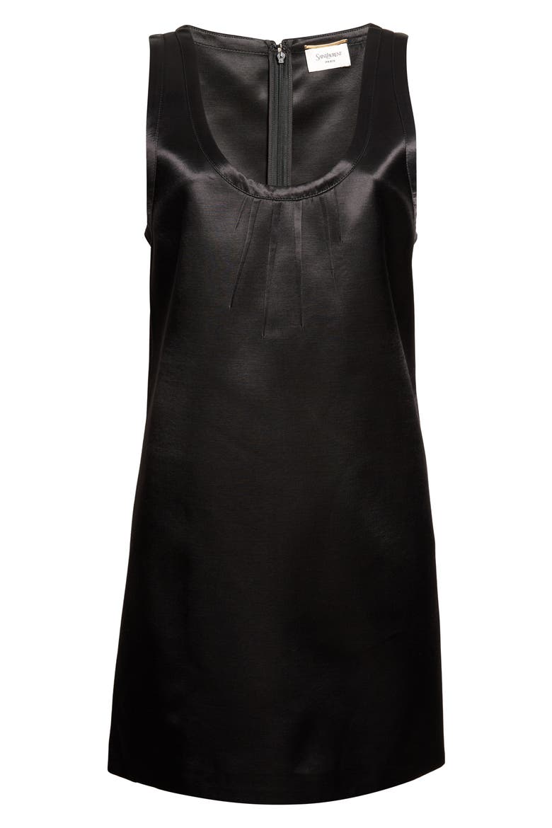 Cassandre Satin Shift Dress, Alternate, color, NOIR