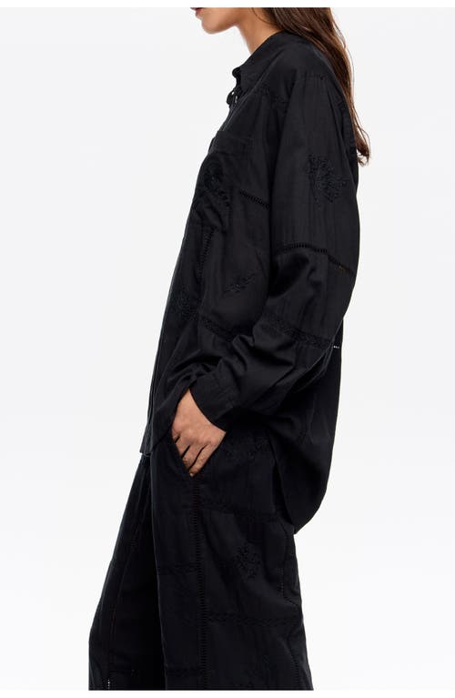 Bimba Y Lola Tonal Embroidery Shirt In Black