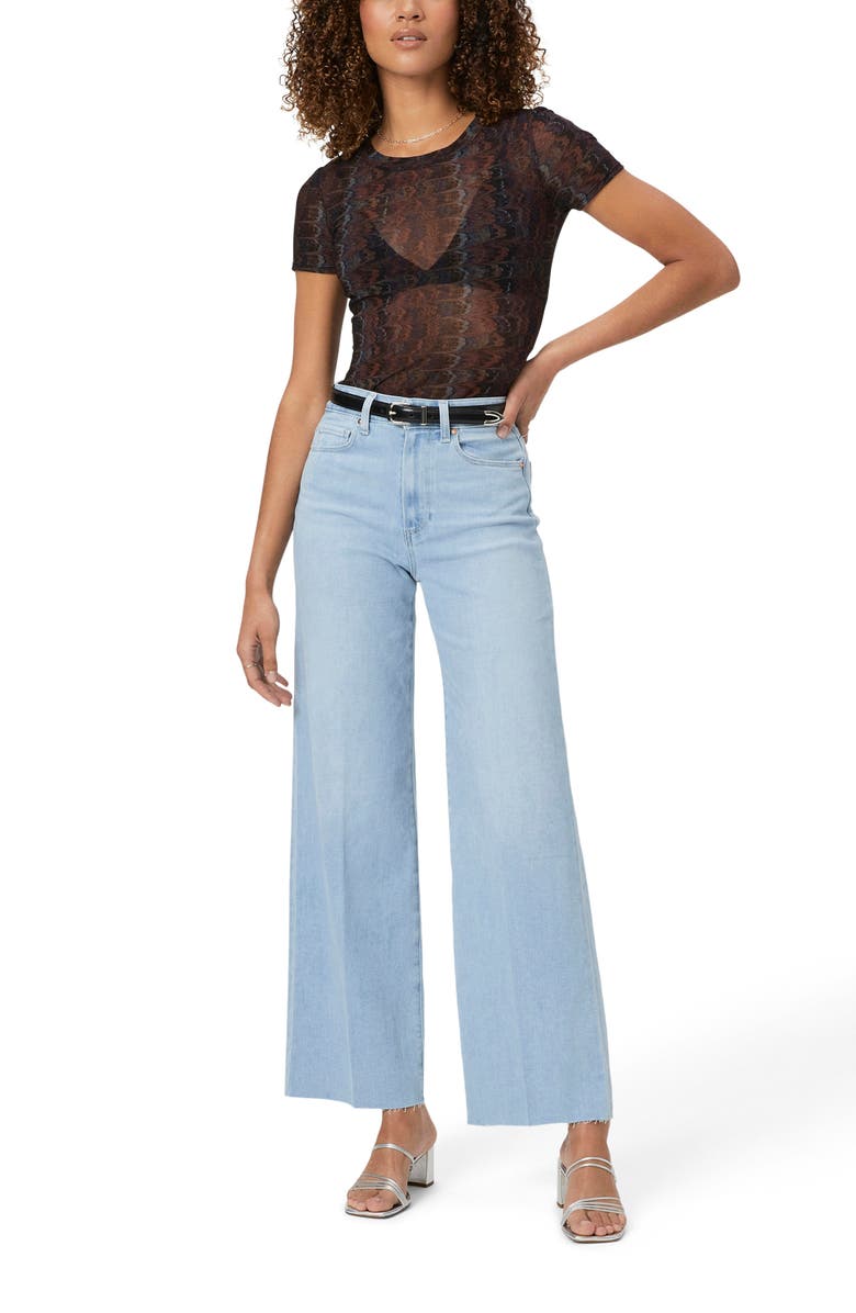 PAIGE Anessa Raw Hem Wide Leg Jeans, Alternate, color, 