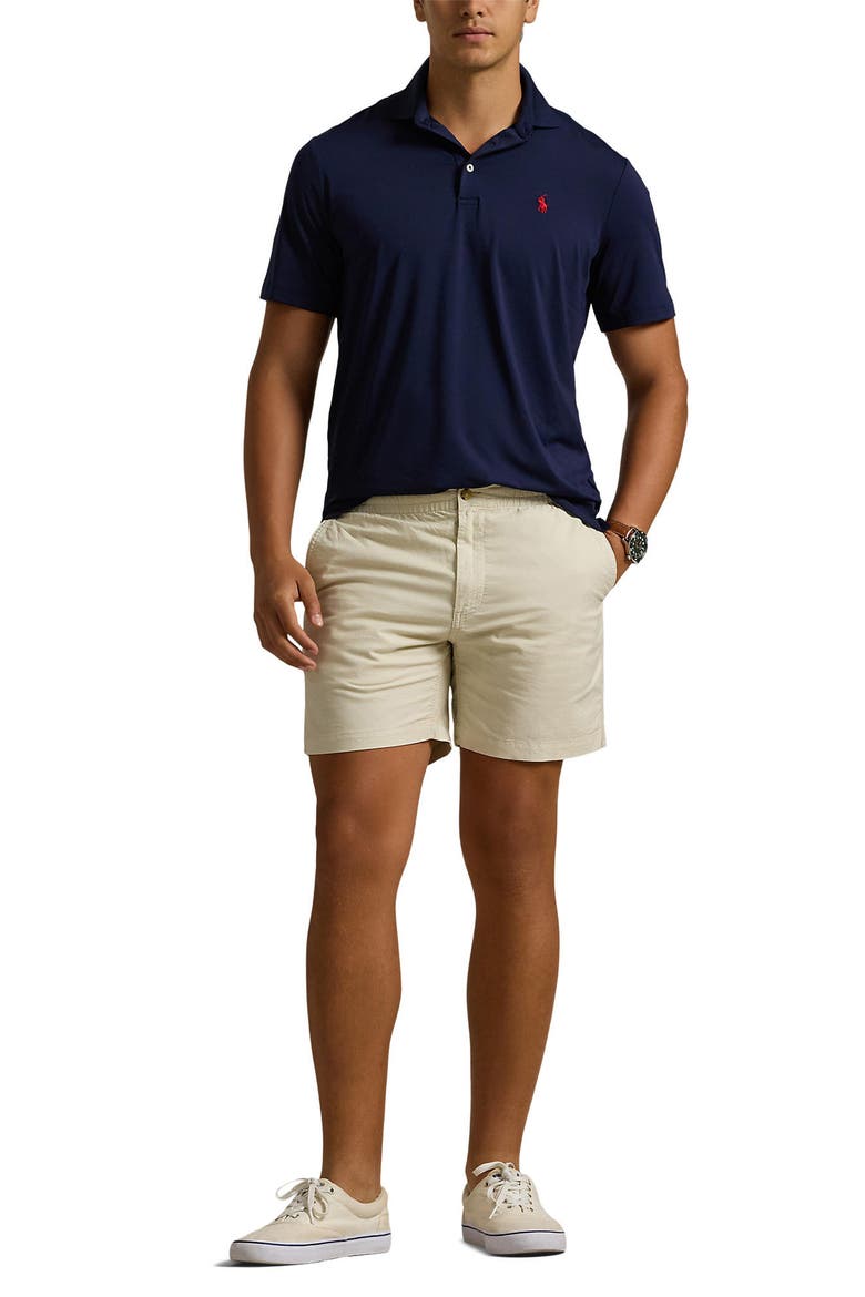 Classic Fit Flat Front Elastic Waist Chino Shorts, Alternate, color, BASIC SAND