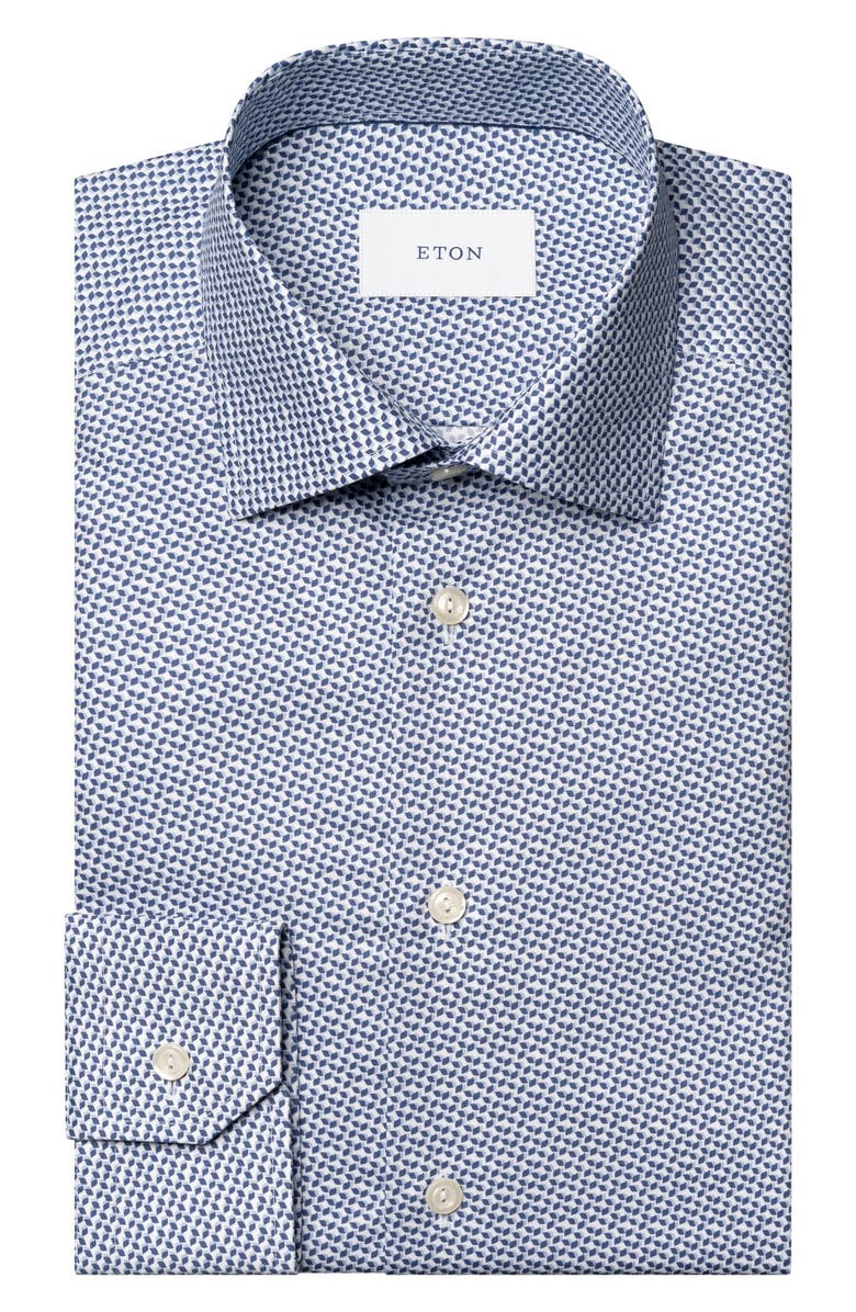 Eton Slim Fit Geometric Print Cotton Dress Shirt, Alternate, color, Light Blue
