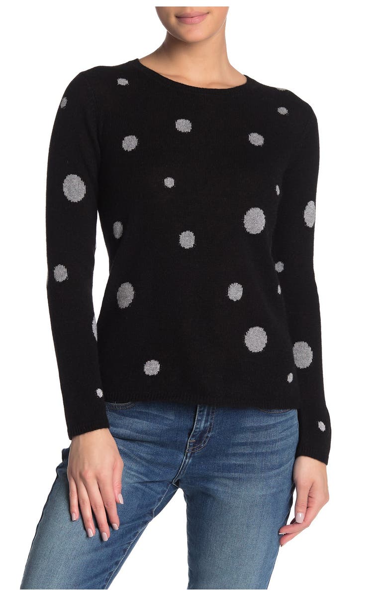 QUINN Sparkle Polka Dot Cashmere Sweater, Main, color,