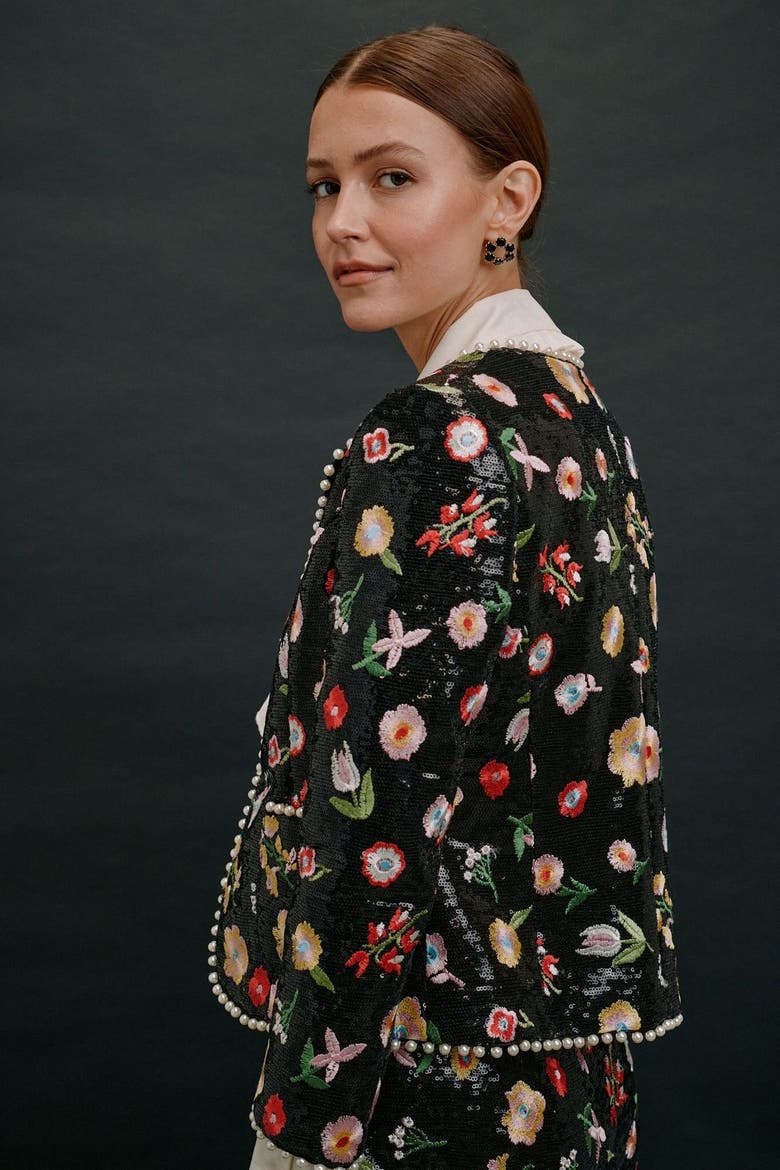 Derling Embroidered Jacket, Alternate, color, Noir
