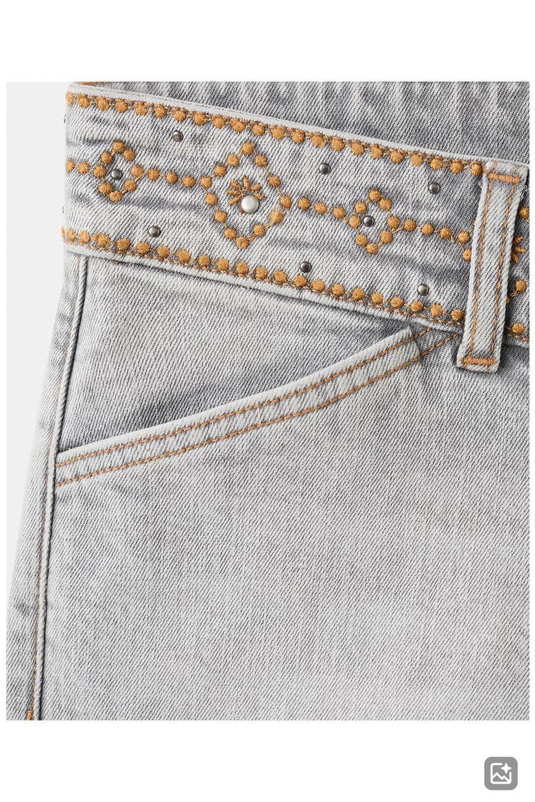 Embroidered Waist Denim Mini Shorts, Alternate, color, DENIM GREY