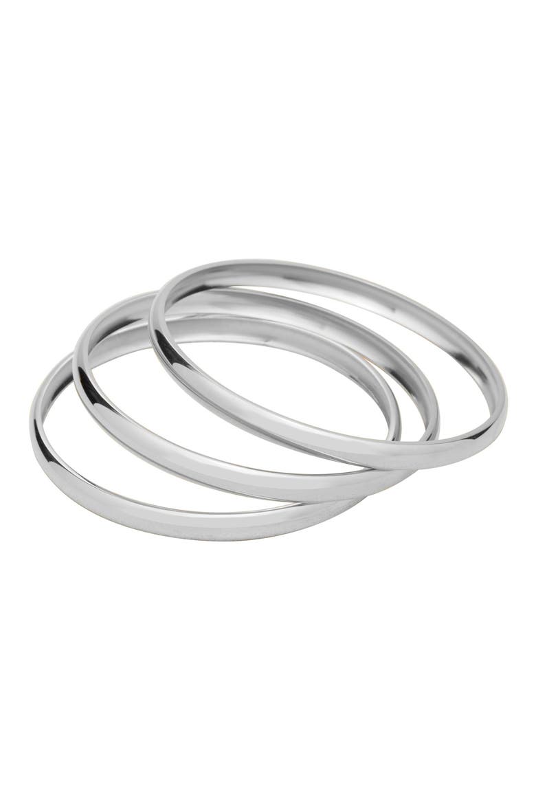 Augustine Set of 3 Bangles, Main, color, SILVER