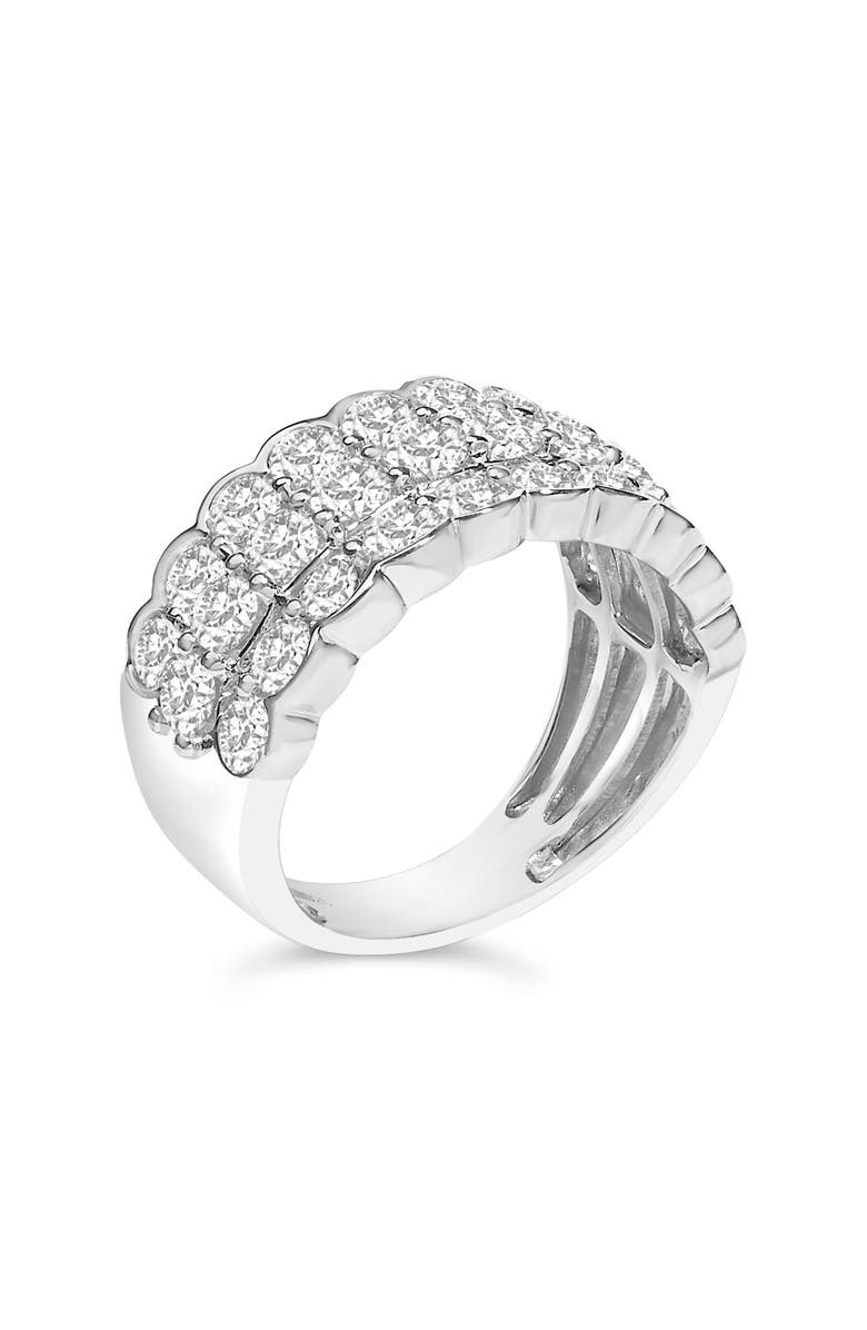 Haus of Brilliance Silver 3.0 Cttw Lab Grown Diamond 3 Row Band Ring, Alternate, color, White