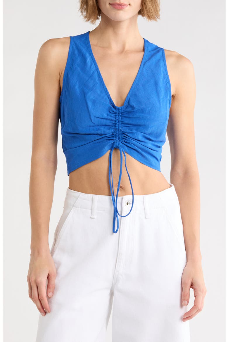 Divya Ruched Crop Top, Main, color, ROYAL