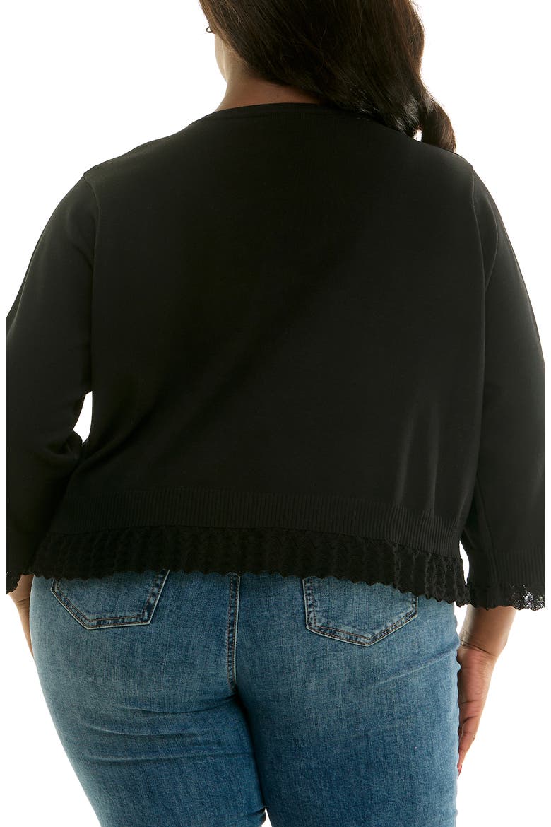 Scalloped Lace Trim Bolero, Alternate, color, BLACK