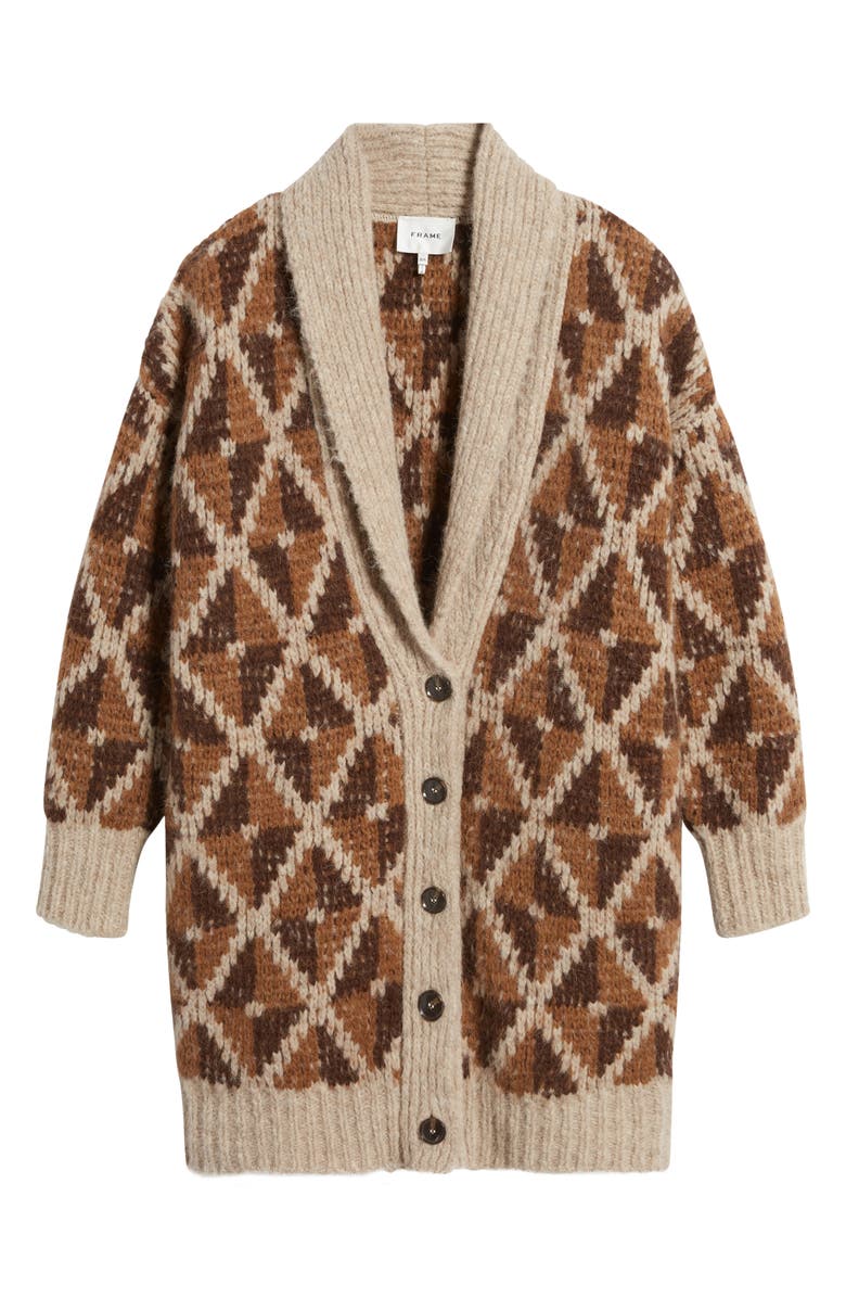 FRAME Grandfather Alpaca Blend Shawl Collar Cardigan, Alternate, color, Cream Multi