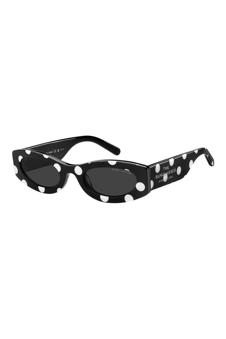 51mm Oval Sunglasses, Alternate, color, BLACK WHITE/ GREY