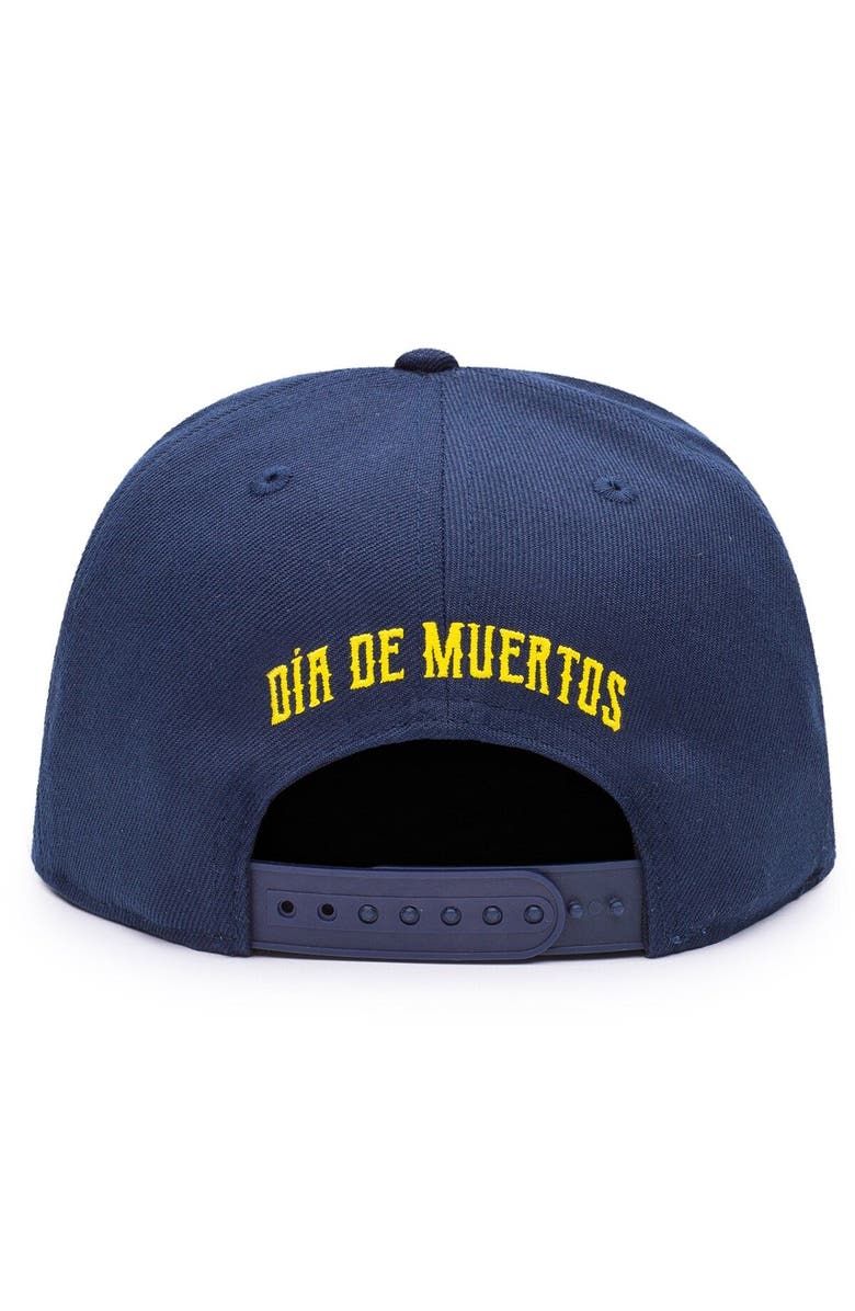 FAN INK Men's Navy Club America Dia De Los Muertos Floral Snapback Hat, Alternate, color, 