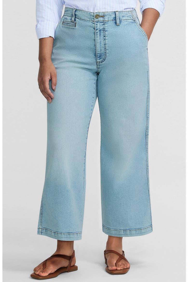 Petite Recover Denim Mid Rise Wide Leg Ankle Jeans, Main, color, Breeze Blue Wash