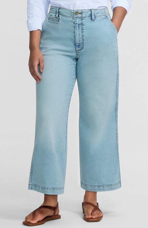 Petite Recover Denim Mid Rise Wide Leg Ankle Jeans