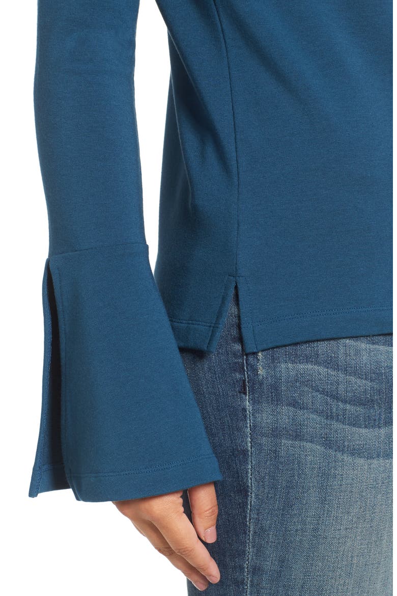 Flare Sleeve Bateau Tee, Alternate, color, BLUE CERAMIC