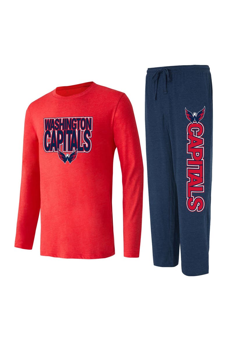 Men's Concepts Sport Navy/Red Washington Capitals Meter Long Sleeve T-Shirt & Pants Sleep Set, Main, color, Navy