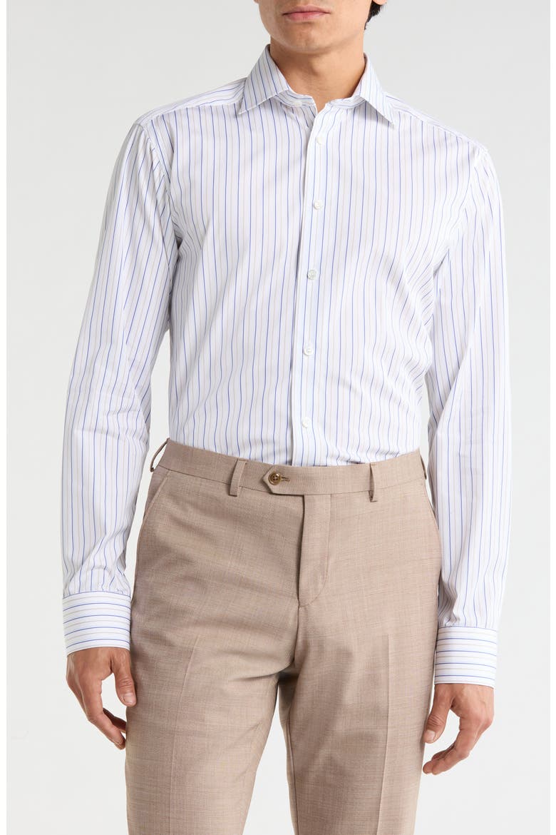 Slim Fit Stripe Dress Shirt, Main, color, MEDIUM BLUE