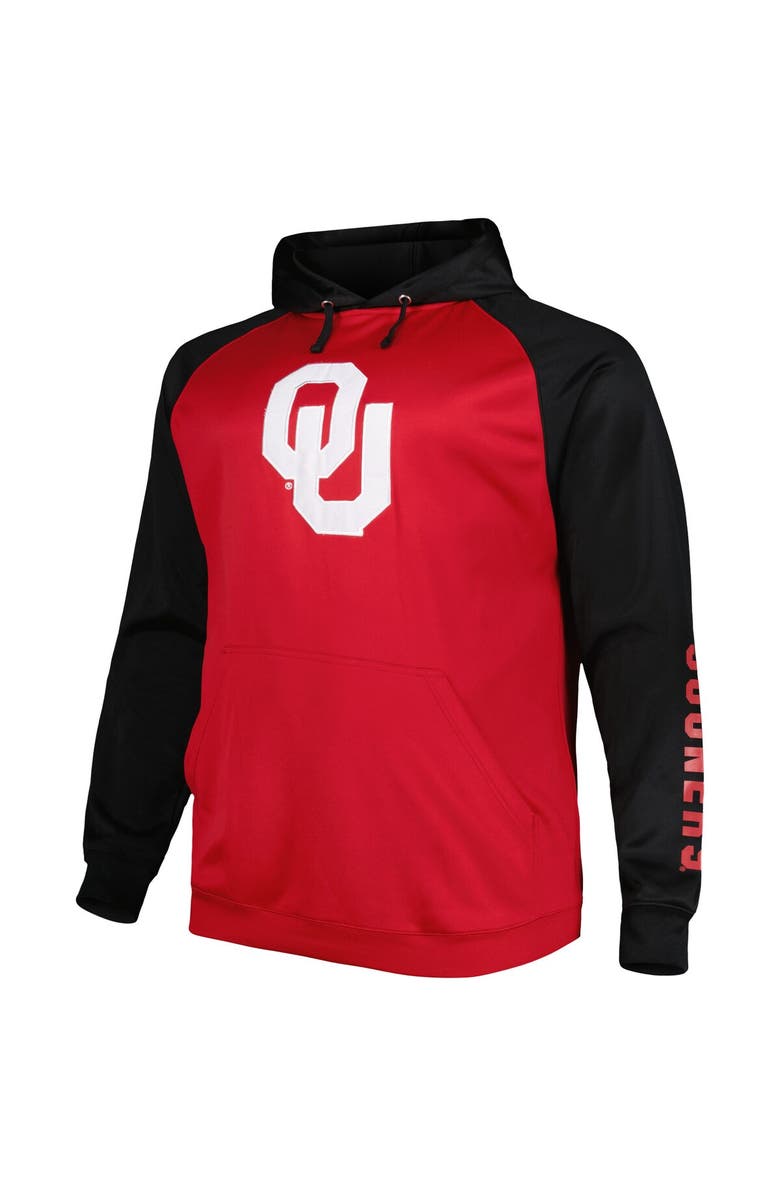 PROFILE Men's Crimson Oklahoma Sooners Big & Tall Raglan Fleece Pullover Hoodie, Alternate, color, Crimson