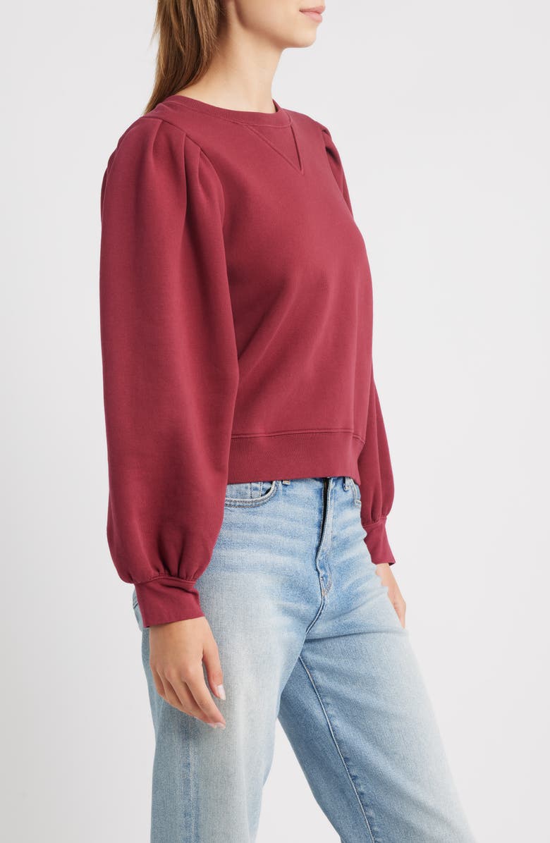 Rails Tiffany Balloon Sleeve Cotton Sweatshirt, Alternate, color, Merlot