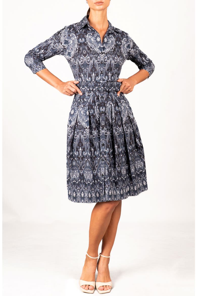 Mill Creek Paisley Shirtdress, Alternate, color, Charcoal Blue
