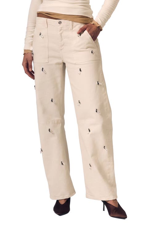 Jewel High Waist Straight Leg Utility Jeans