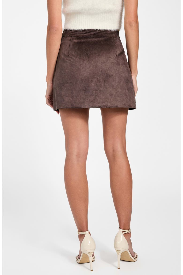 Camryn Faux Suede Miniskirt, Alternate, color, DARK BROWN