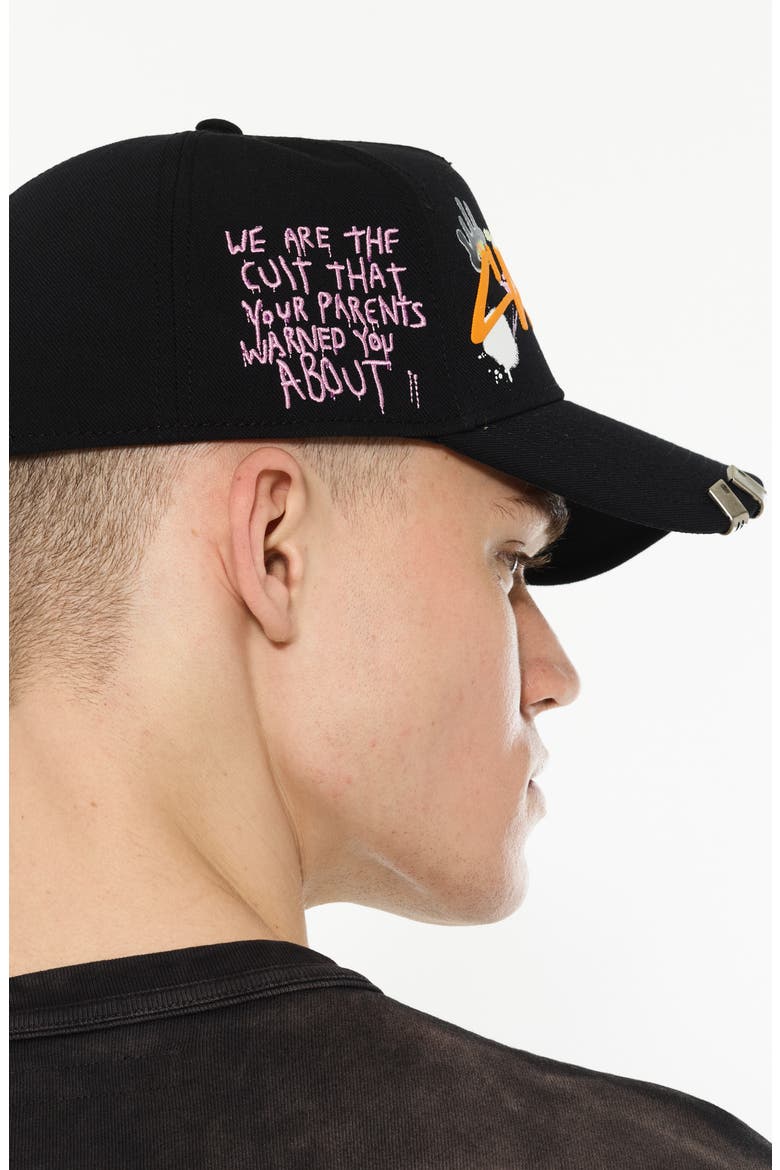 Logo Graphic Trucker Hat, Alternate, color, BLACK