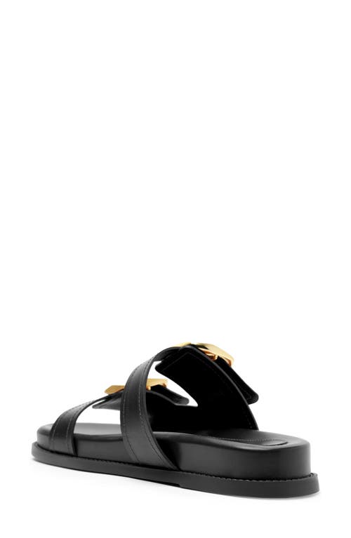 Schutz Olga Buckle Sporty Slide Sandal In Black