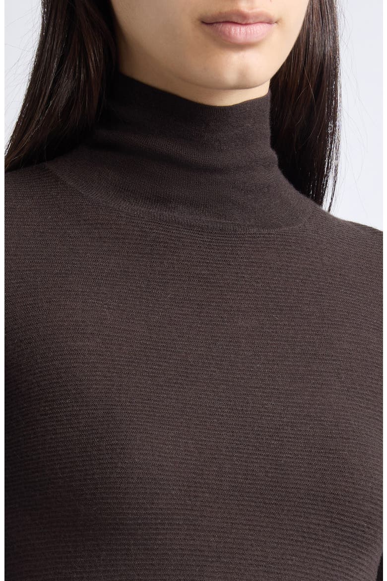 Lory Cashmere Horizontal Rib Turtleneck Sweater, Alternate, color, EARTH