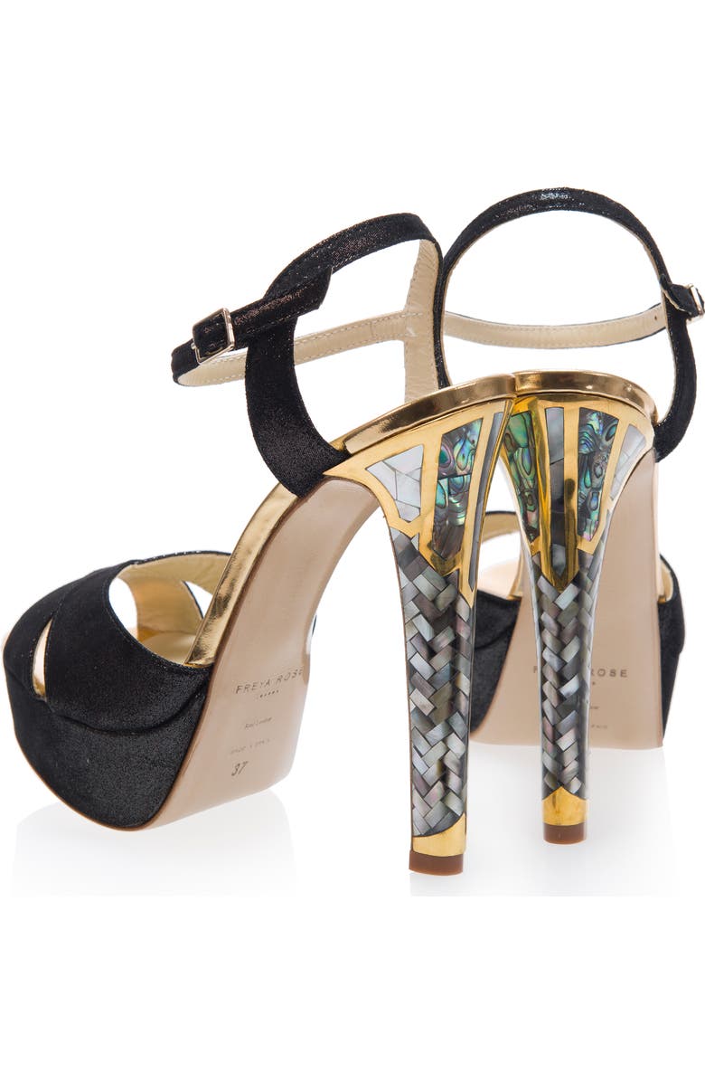 Freya Rose Cleopatra Noir Ankle Strap Pearl Heel Sandal, Alternate, color, Black