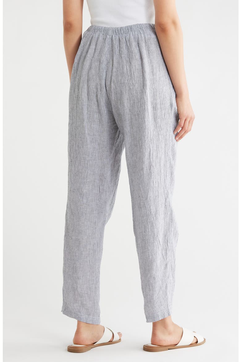 Stripe Organic Linen Tapered Ankle Pants, Alternate, color, INK