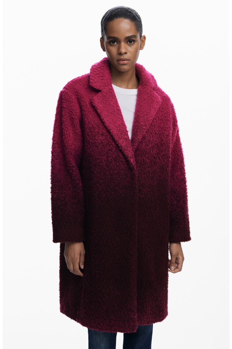 Ombré Faux Fur Longline Coat, Alternate, color, DARK PINK