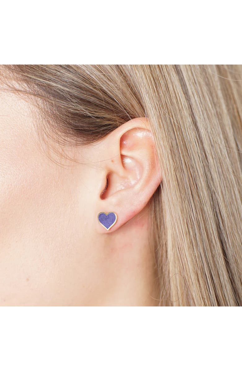 The Lovery Fine Jewelry Large Amethyst Heart Stud Earrings, Alternate, color, Amethyst