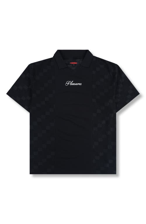 Pleasures Planets Johnny Collar Graphic Polo In Black