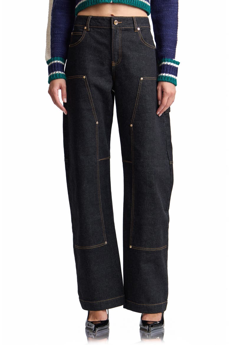 Curved Leg Mid Rise Jeans, Main, color, THUNDER WASH