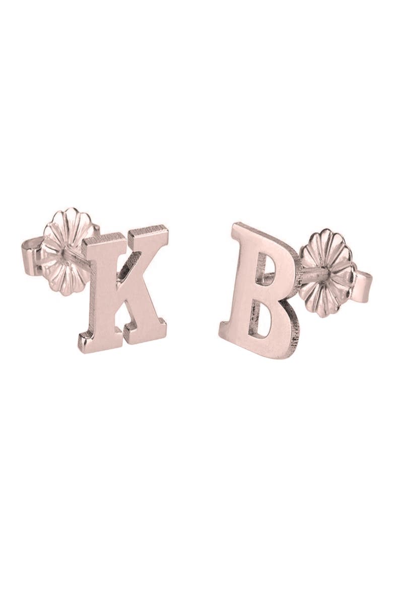 Personalized Letter Stud Earrings, Main, color, ROSE GOLD PLATED