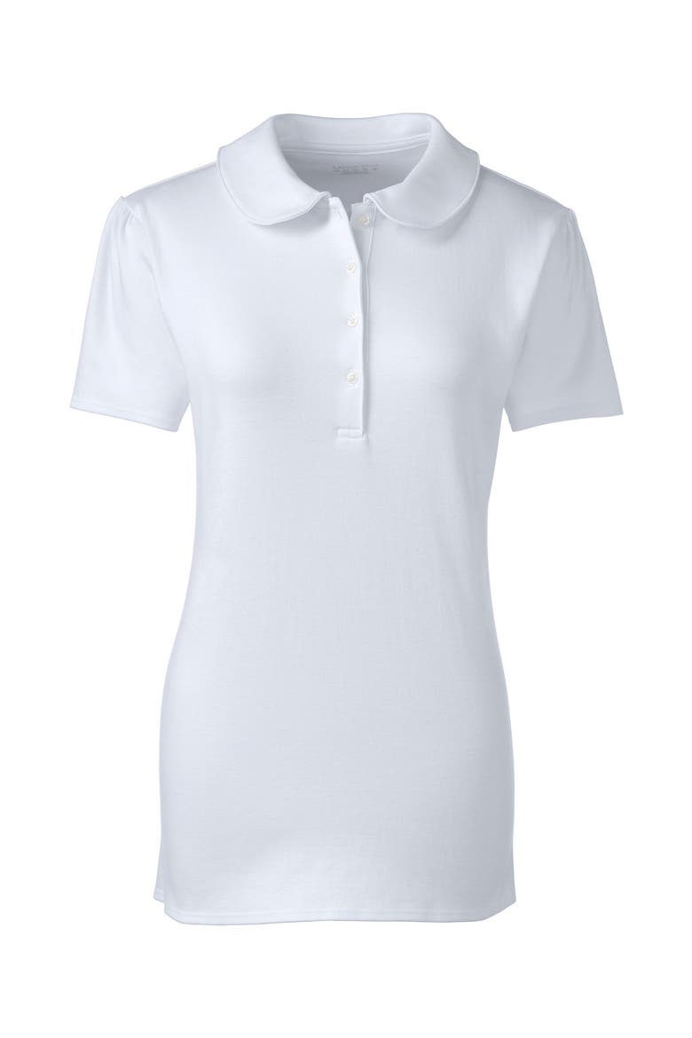 School Uniform  Short Sleeve Peter Pan Collar Polo Shirt, Alternate, color, White