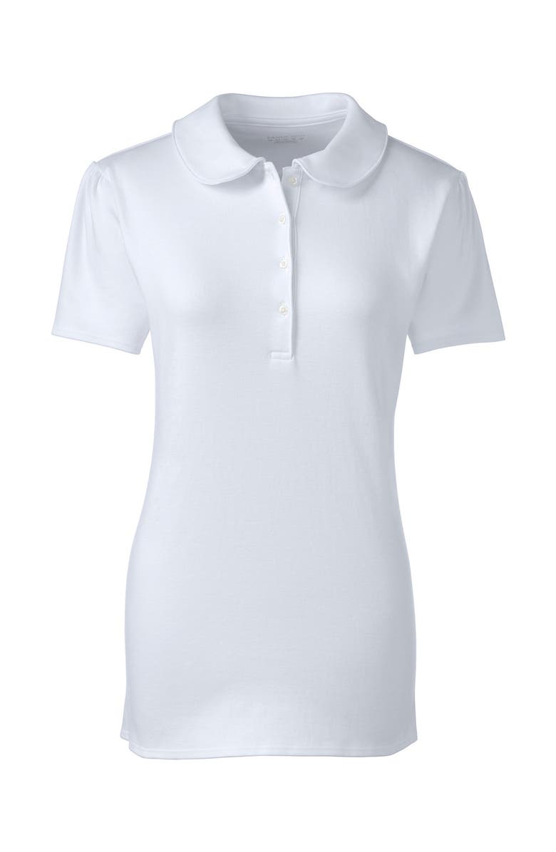 Lands
 End School Uniform  Short Sleeve Peter Pan Collar Polo Shirt, Alternate, color, White
