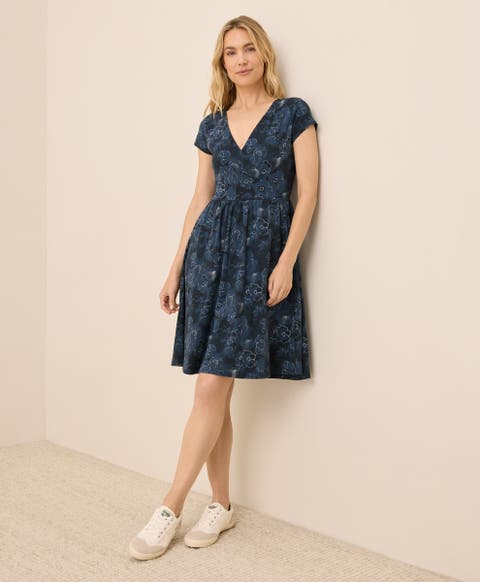 Organic Cotton Fit & Flare Crossover Dress
